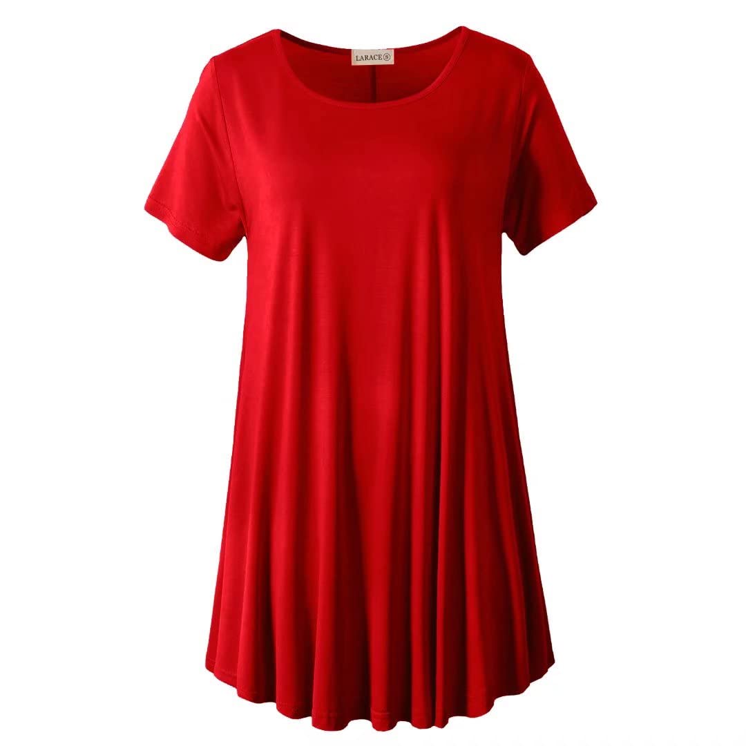 LARACE Plus Size Tops for Women Short Sleeve Shirts Casual Summer Clothes Round Neck Tunics for Leggings