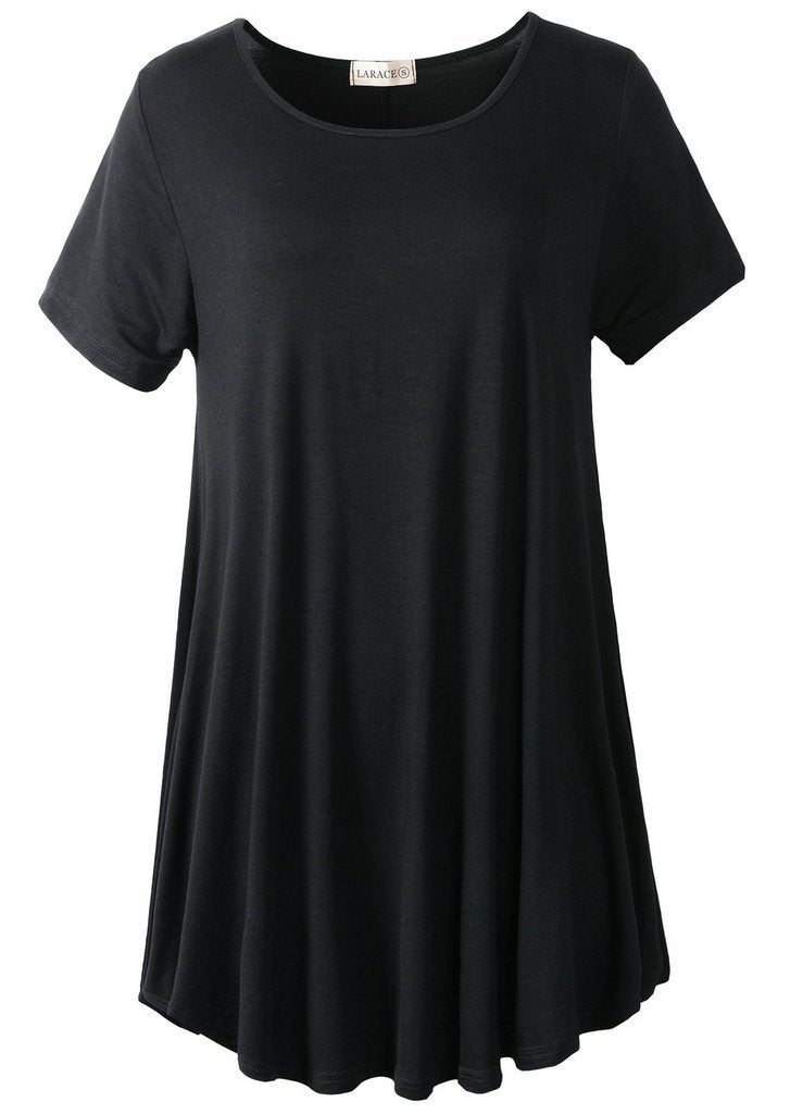 LARACE Plus Size Tops for Women Short Sleeve Shirts Casual Summer Clothes Round Neck Tunics for Leggings
