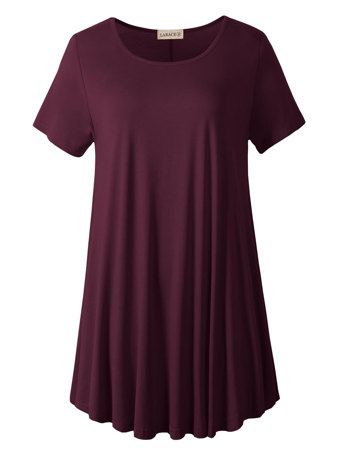 LARACE Plus Size Tops for Women Short Sleeve Shirts Casual Summer Clothes Round Neck Tunics for Leggings