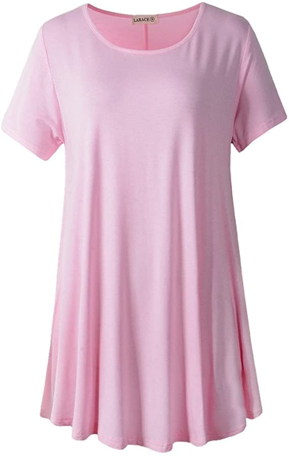 LARACE Plus Size Tops for Women Short Sleeve Shirts Casual Summer Clothes Round Neck Tunics for Leggings