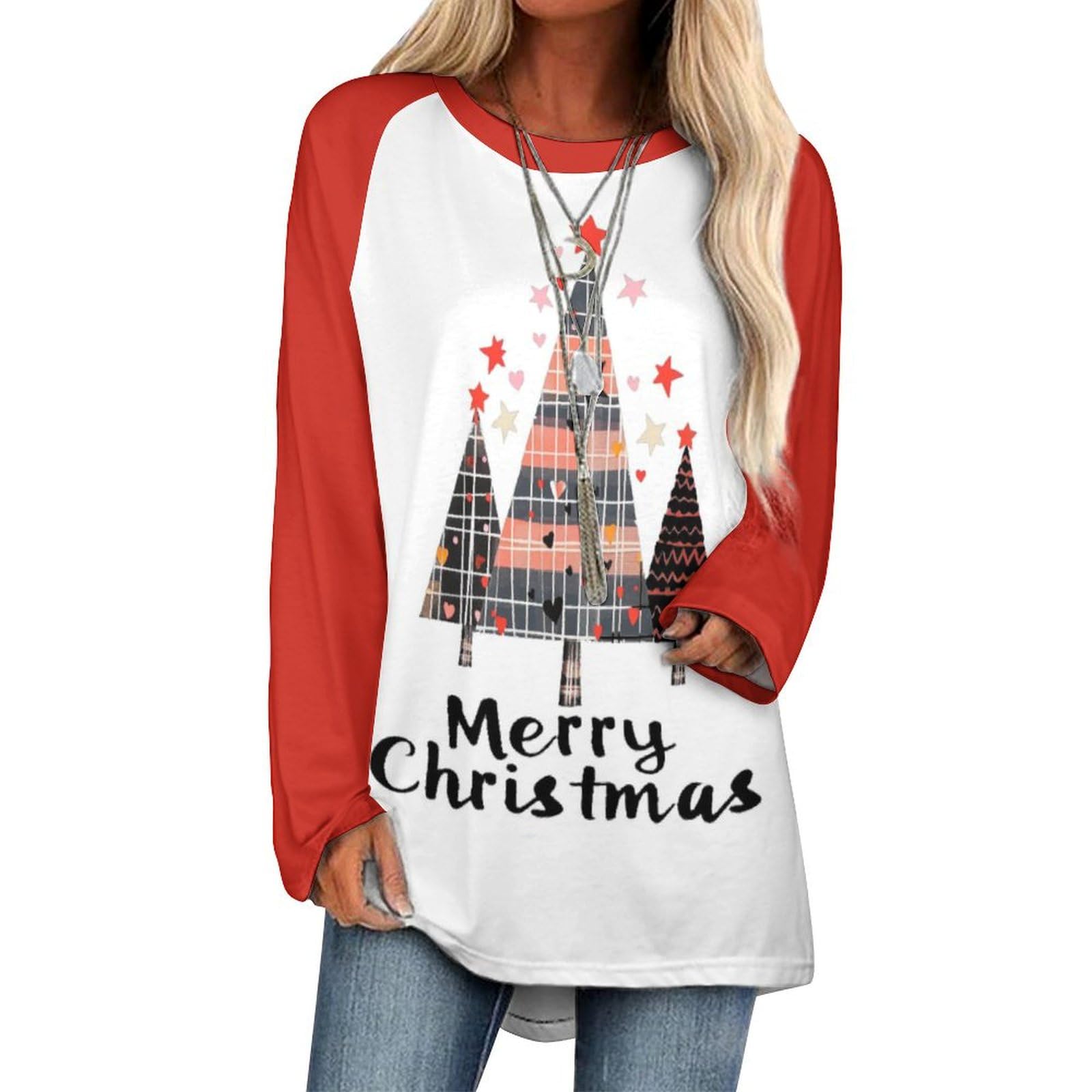 LOAIHA Christmas Sweatshirts for Women Christmas Tree Shirt Xmas Tree Gift Casual Long Sleeve Tshirt Pullover Christmas Tops