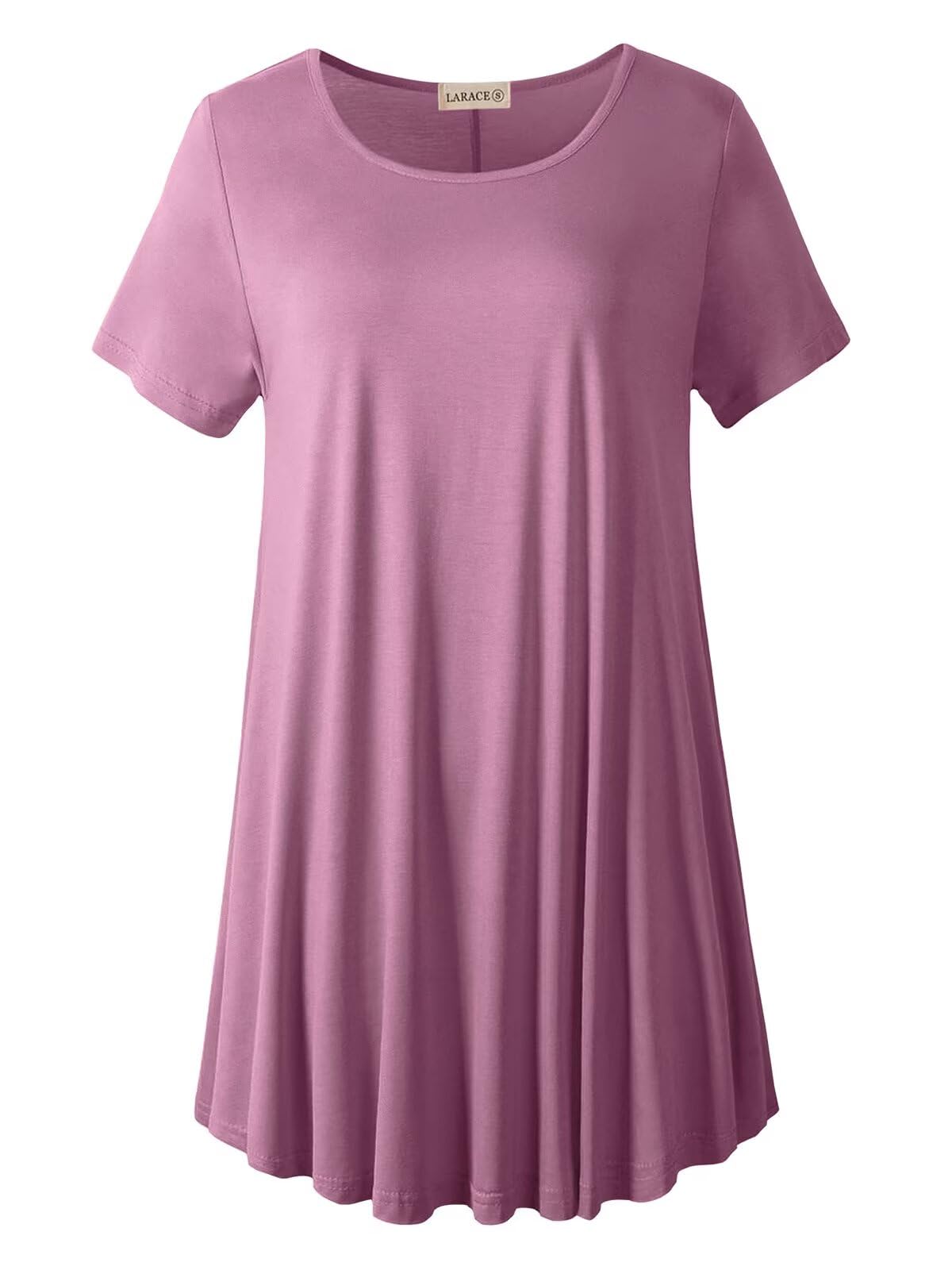LARACE Plus Size Tops for Women Short Sleeve Shirts Casual Summer Clothes Round Neck Tunics for Leggings