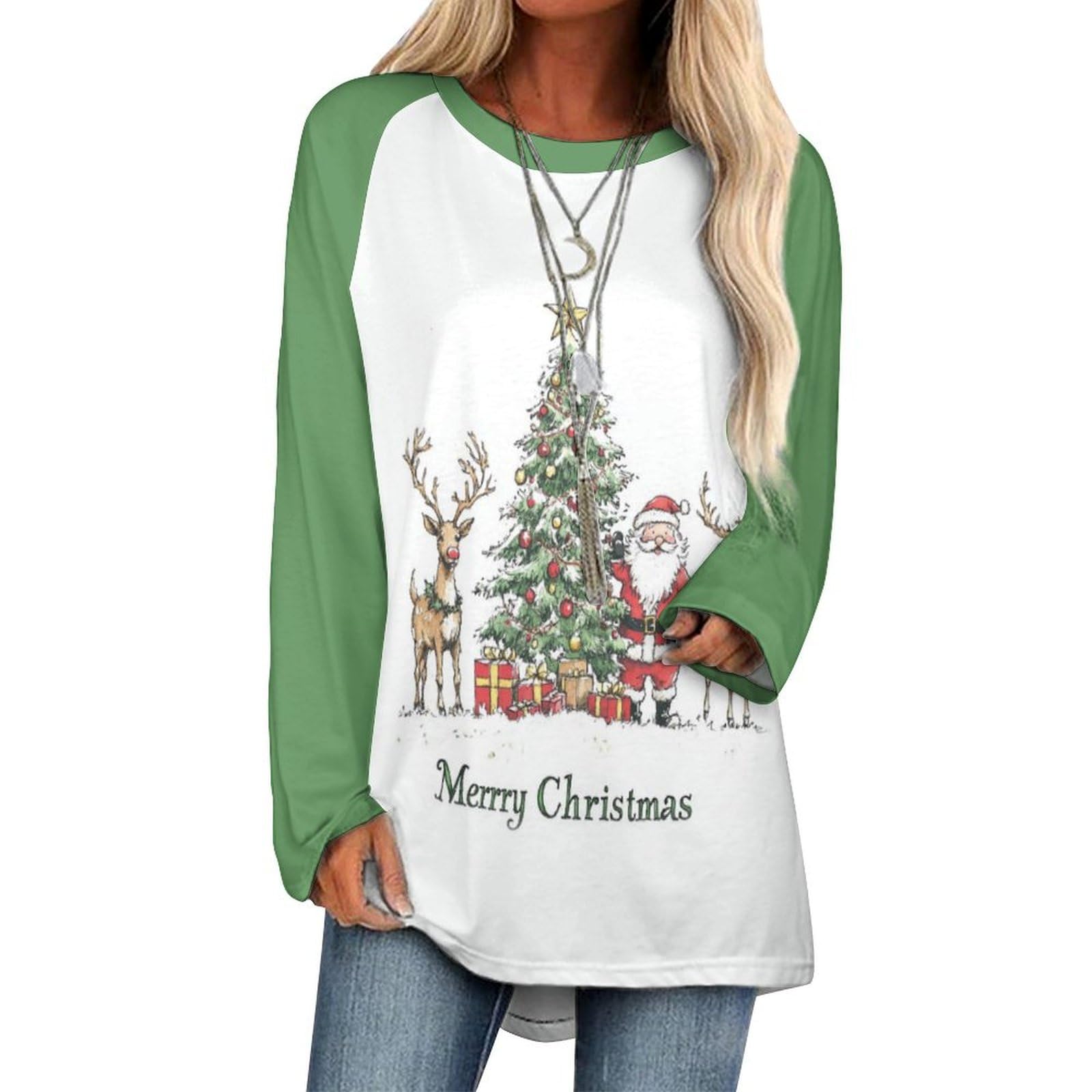 LOAIHA Christmas Sweatshirts for Women Christmas Tree Shirt Xmas Tree Gift Casual Long Sleeve Tshirt Pullover Christmas Tops