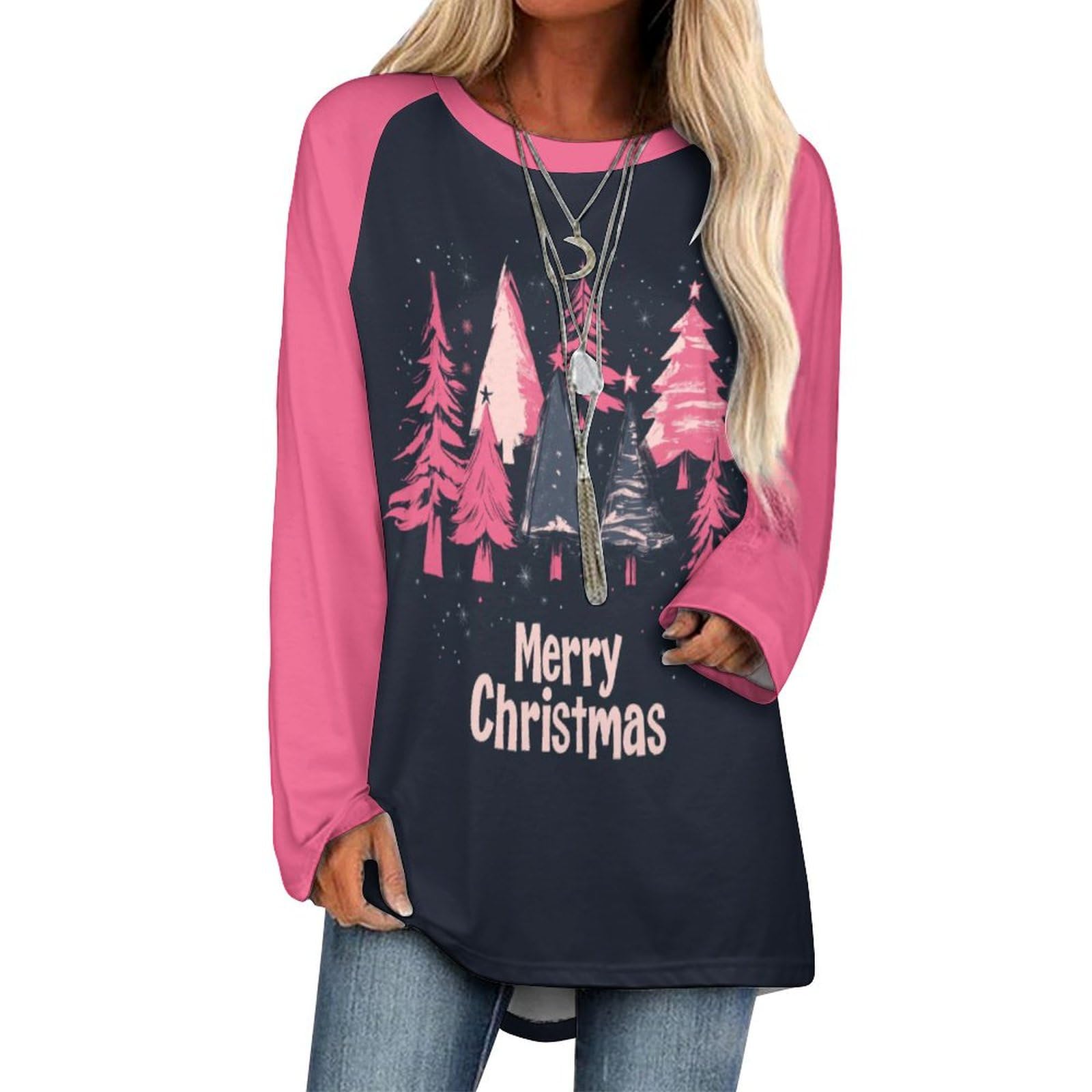 LOAIHA Christmas Sweatshirts for Women Christmas Tree Shirt Xmas Tree Gift Casual Long Sleeve Tshirt Pullover Christmas Tops