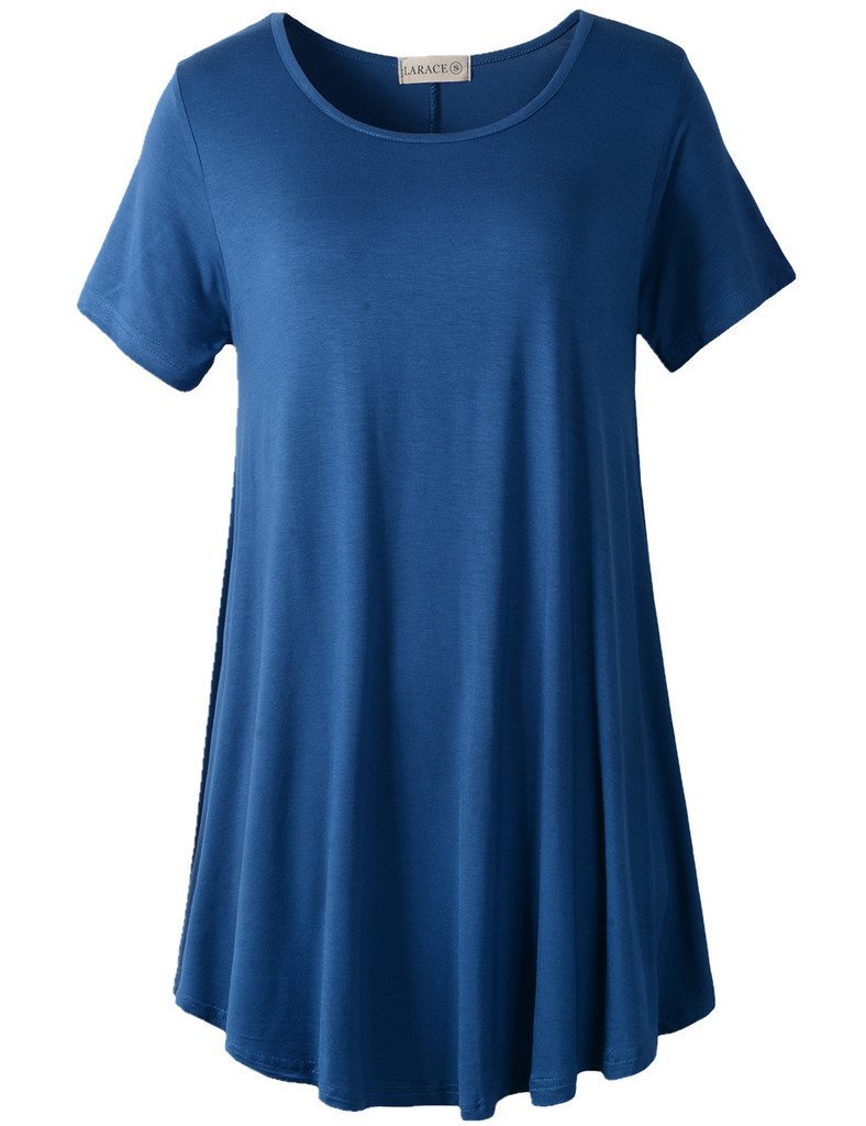 LARACE Plus Size Tops for Women Short Sleeve Shirts Casual Summer Clothes Round Neck Tunics for Leggings