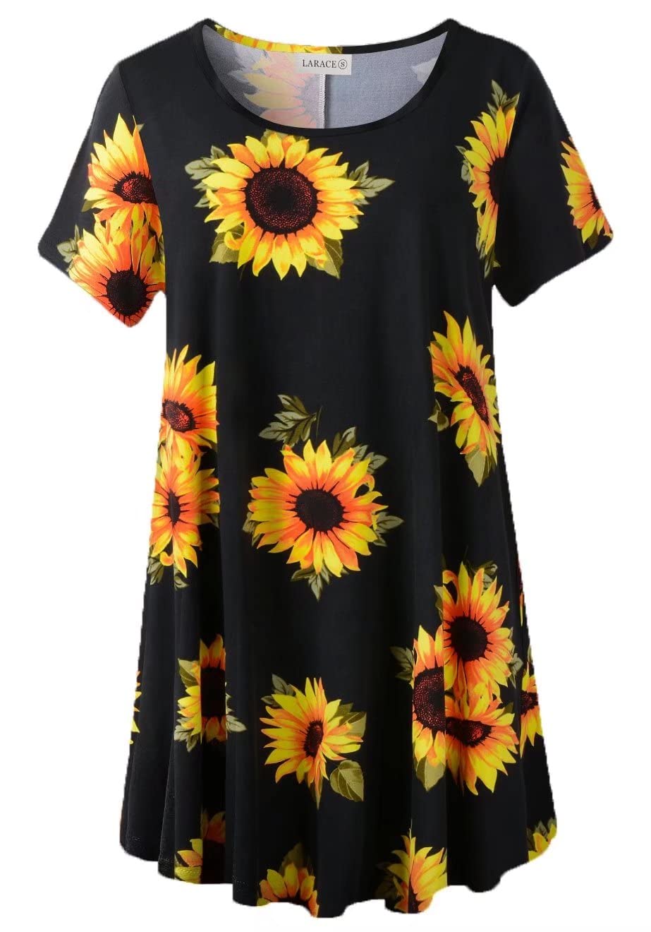 LARACE Plus Size Tops for Women Short Sleeve Shirts Casual Summer Clothes Round Neck Tunics for Leggings
