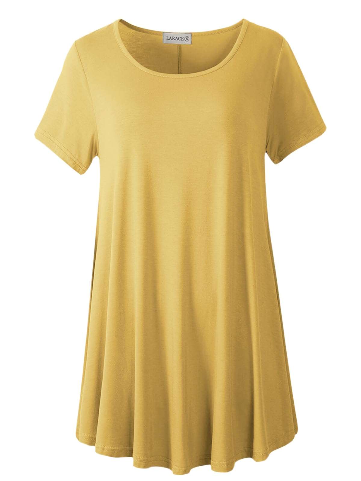 LARACE Plus Size Tops for Women Short Sleeve Shirts Casual Summer Clothes Round Neck Tunics for Leggings