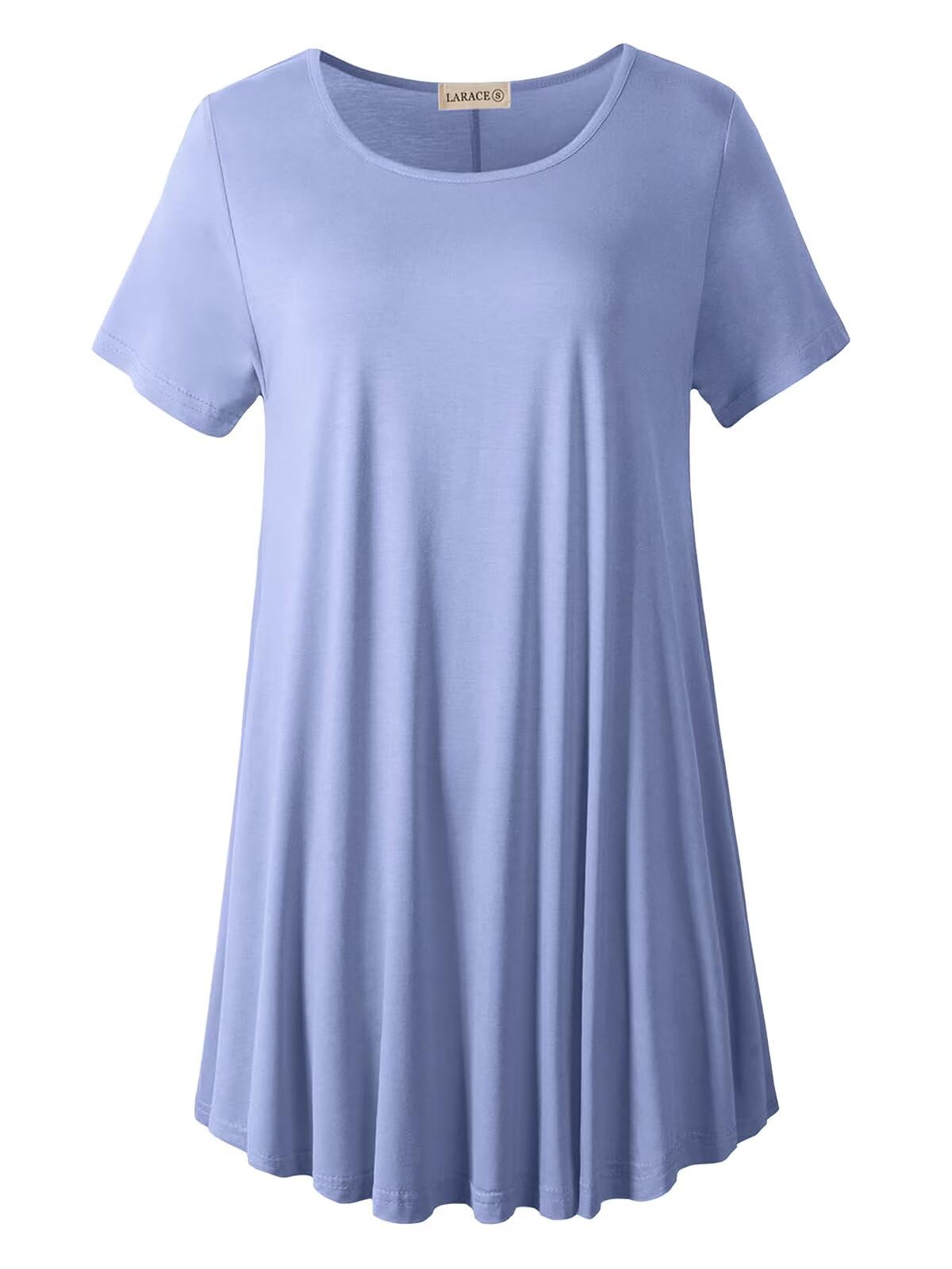LARACE Plus Size Tops for Women Short Sleeve Shirts Casual Summer Clothes Round Neck Tunics for Leggings