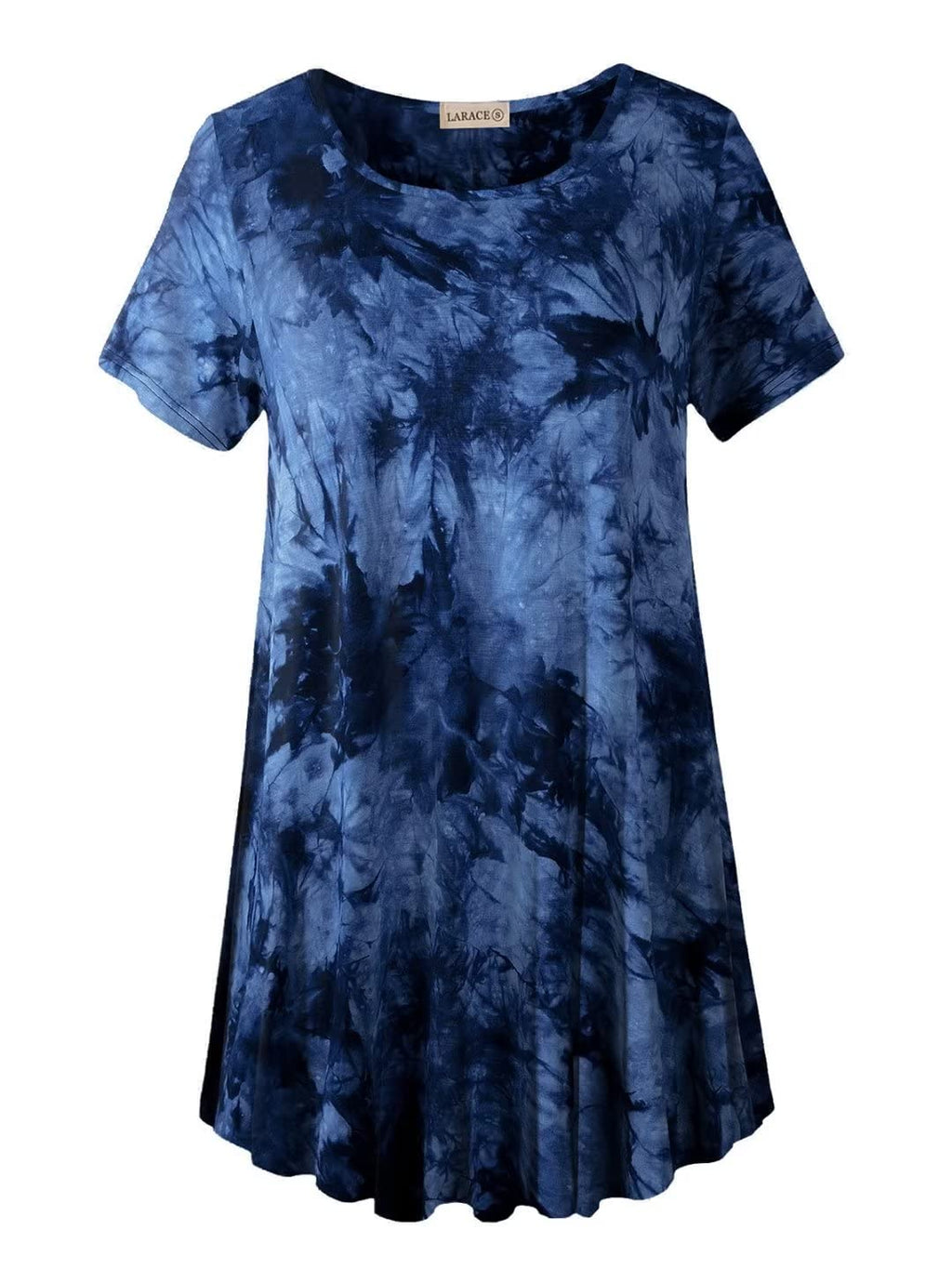 LARACE Plus Size Tops for Women Short Sleeve Shirts Casual Summer Clothes Round Neck Tunics for Leggings