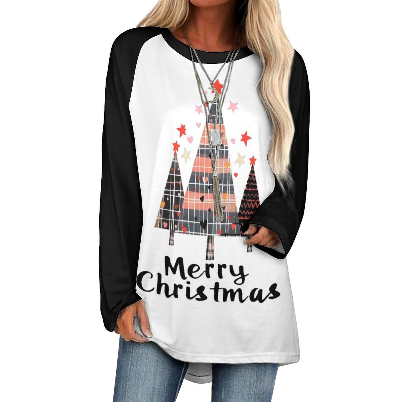 LOAIHA Christmas Sweatshirts for Women Christmas Tree Shirt Xmas Tree Gift Casual Long Sleeve Tshirt Pullover Christmas Tops