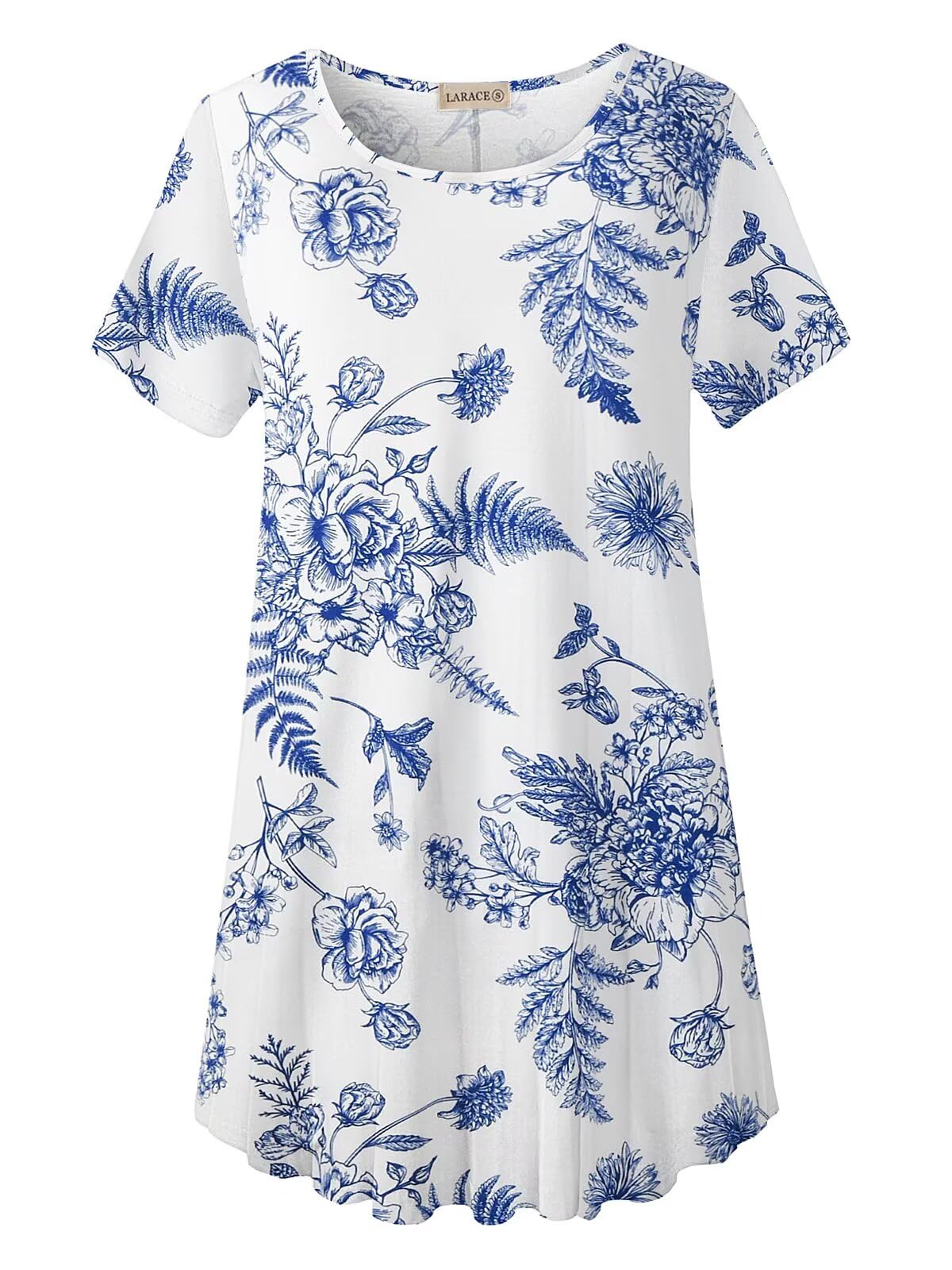 LARACE Plus Size Tops for Women Short Sleeve Shirts Casual Summer Clothes Round Neck Tunics for Leggings