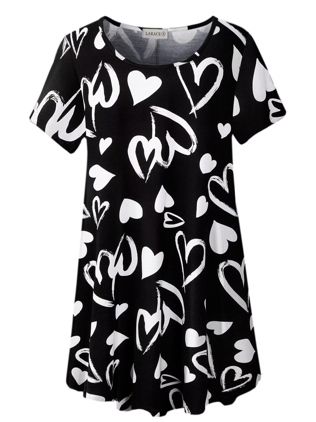 LARACE Plus Size Tops for Women Short Sleeve Shirts Casual Summer Clothes Round Neck Tunics for Leggings