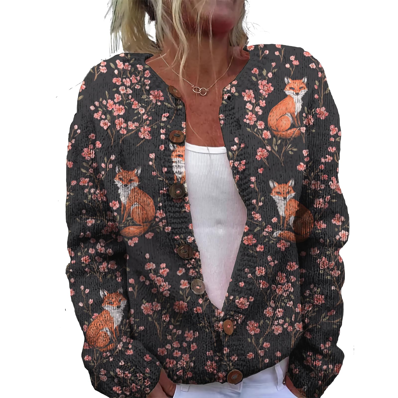 Womens Cardigan Sweater Chunky Plus Size Lightweight Botton Casual Long Sleeve Sweater Winter Fall Tops