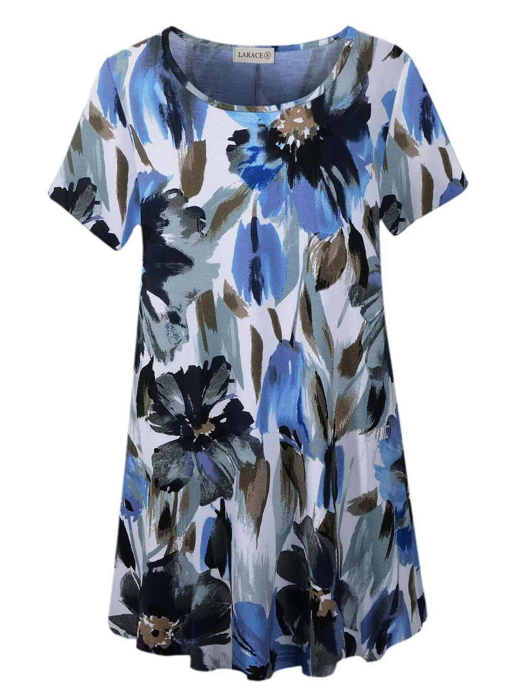 LARACE Plus Size Tops for Women Short Sleeve Shirts Casual Summer Clothes Round Neck Tunics for Leggings
