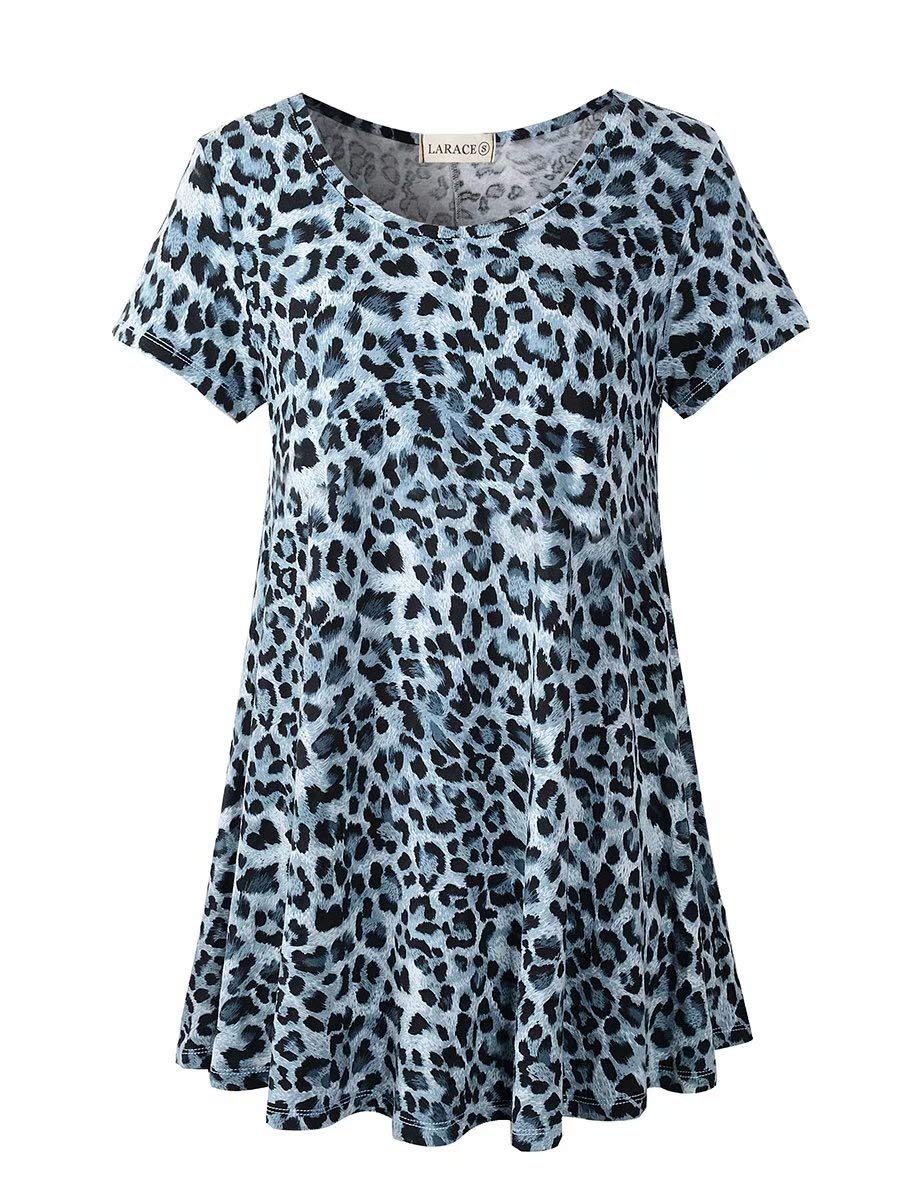 LARACE Plus Size Tops for Women Short Sleeve Shirts Casual Summer Clothes Round Neck Tunics for Leggings