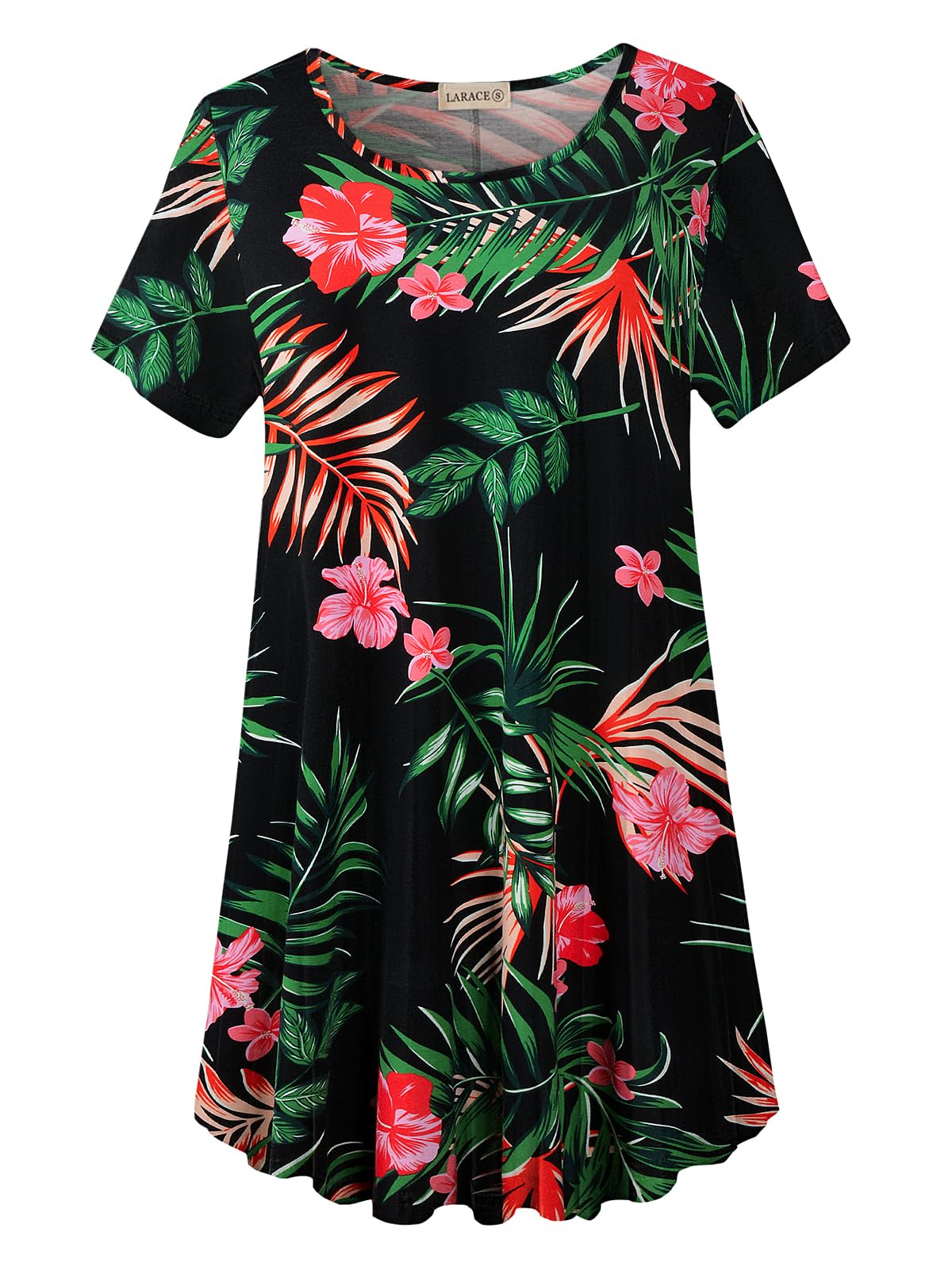 LARACE Plus Size Tops for Women Short Sleeve Shirts Casual Summer Clothes Round Neck Tunics for Leggings