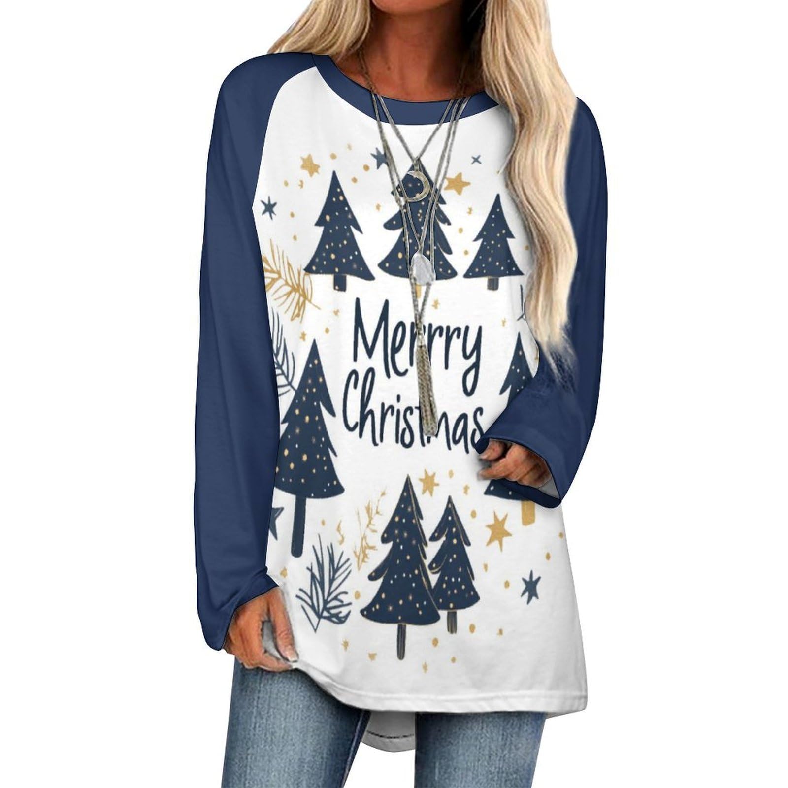 LOAIHA Christmas Sweatshirts for Women Christmas Tree Shirt Xmas Tree Gift Casual Long Sleeve Tshirt Pullover Christmas Tops
