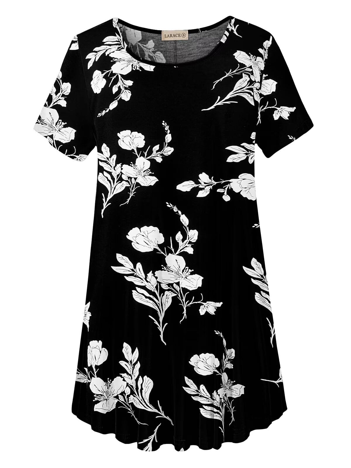 LARACE Plus Size Tops for Women Short Sleeve Shirts Casual Summer Clothes Round Neck Tunics for Leggings