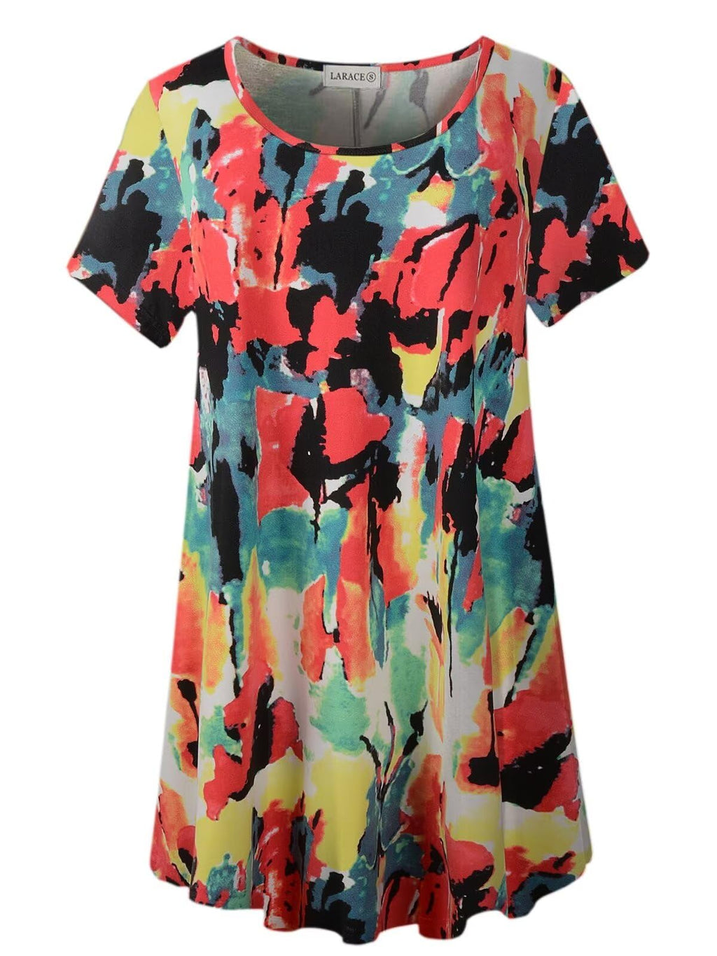 LARACE Plus Size Tops for Women Short Sleeve Shirts Casual Summer Clothes Round Neck Tunics for Leggings