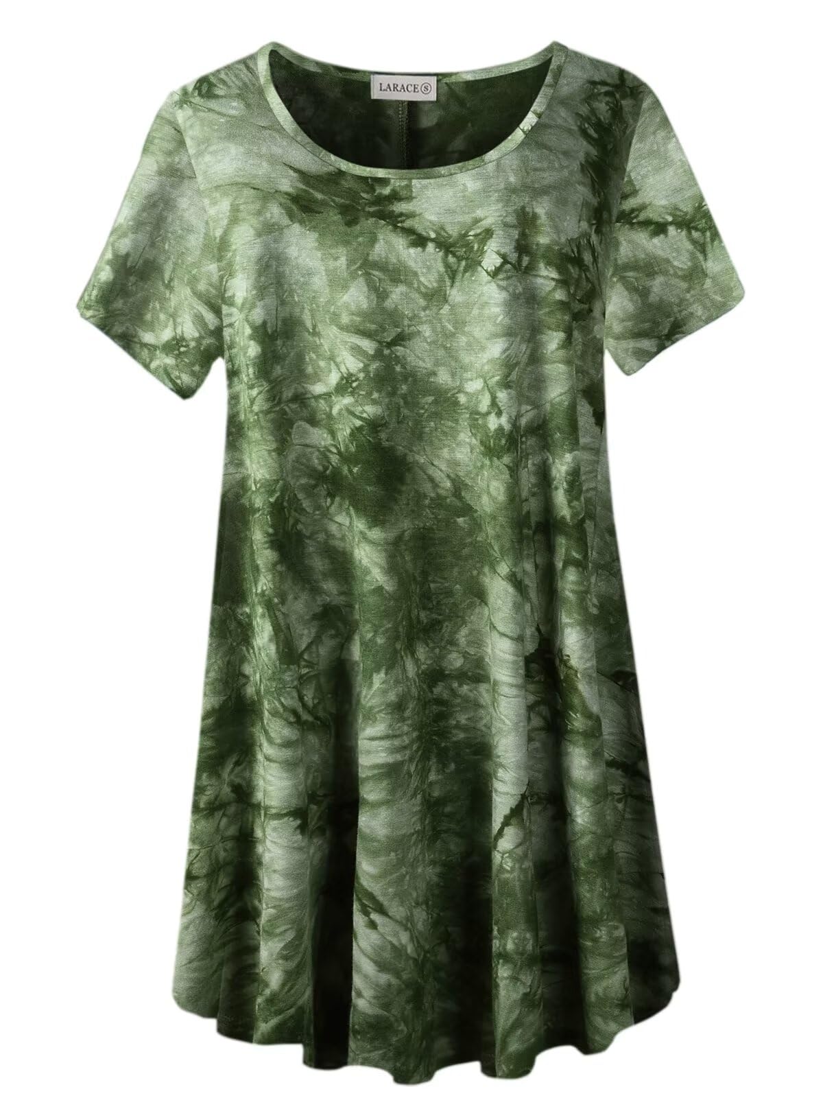 LARACE Plus Size Tops for Women Short Sleeve Shirts Casual Summer Clothes Round Neck Tunics for Leggings