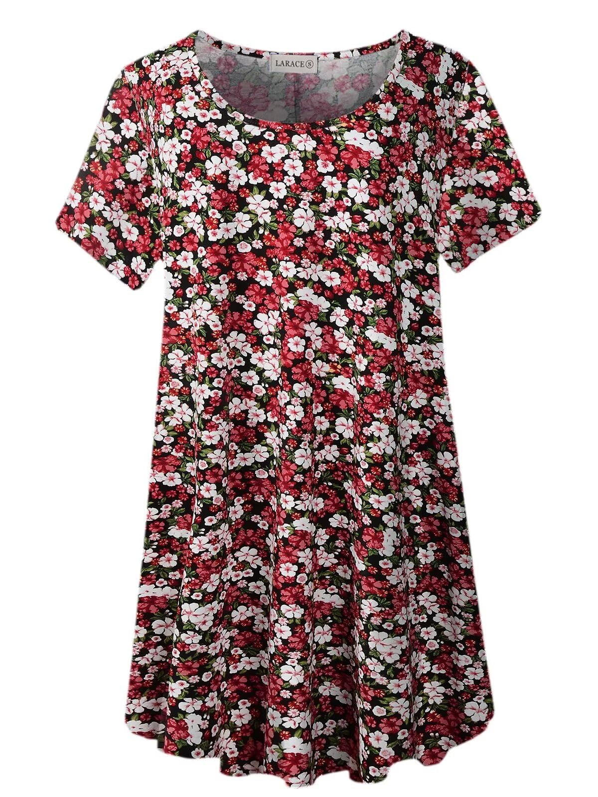 LARACE Plus Size Tops for Women Short Sleeve Shirts Casual Summer Clothes Round Neck Tunics for Leggings