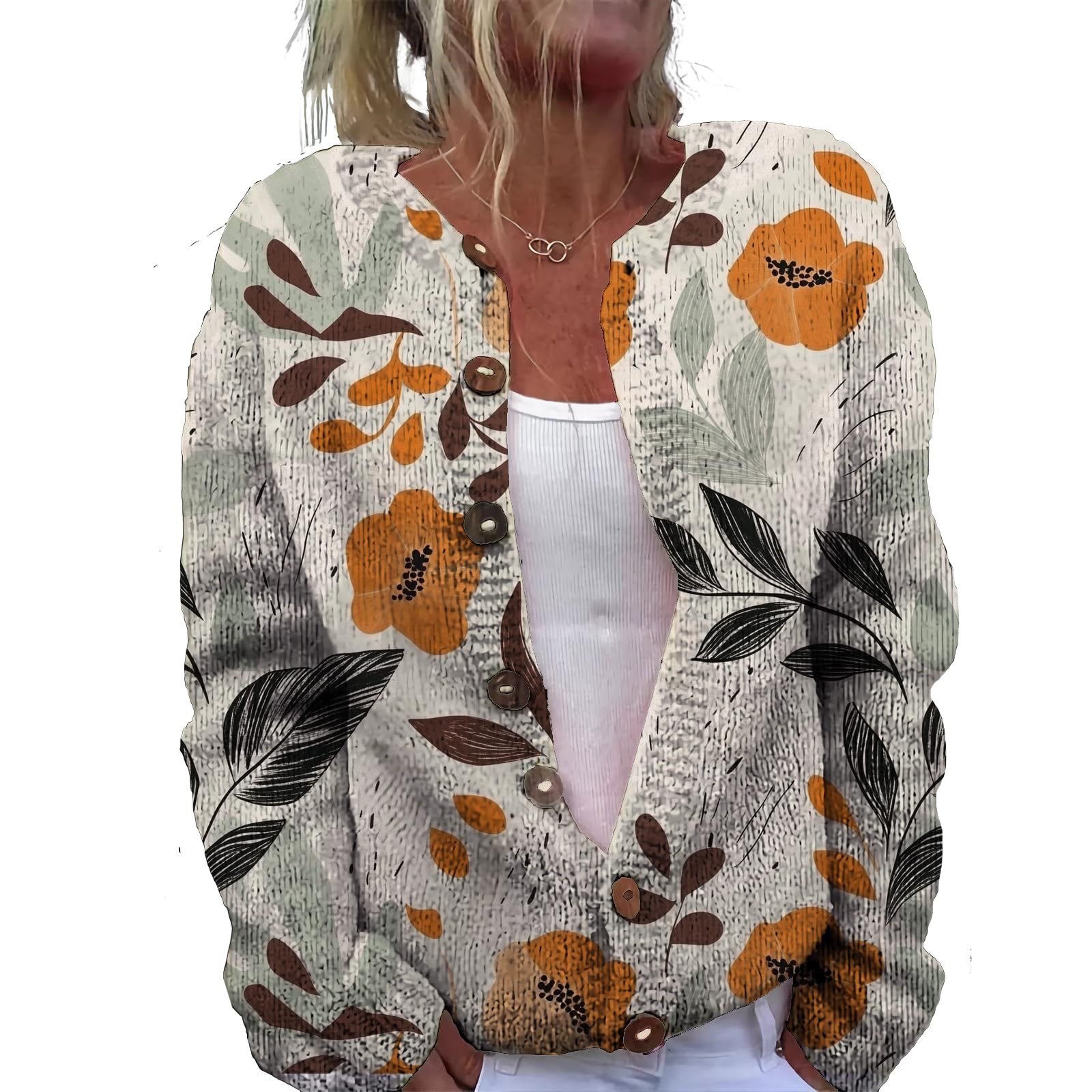Womens Cardigan Sweater Chunky Plus Size Lightweight Botton Casual Long Sleeve Sweater Winter Fall Tops